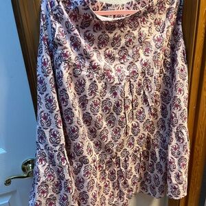 J. Crew Pink and Purple Floral Midi Skirt